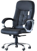 Study Computer Chair Black Boss Chair Office Chair Leather-Padded Ergonomic Adjustable Swivel Office Desk Chair with Armrest (Color : Black Size : 64cm64cm117cm)