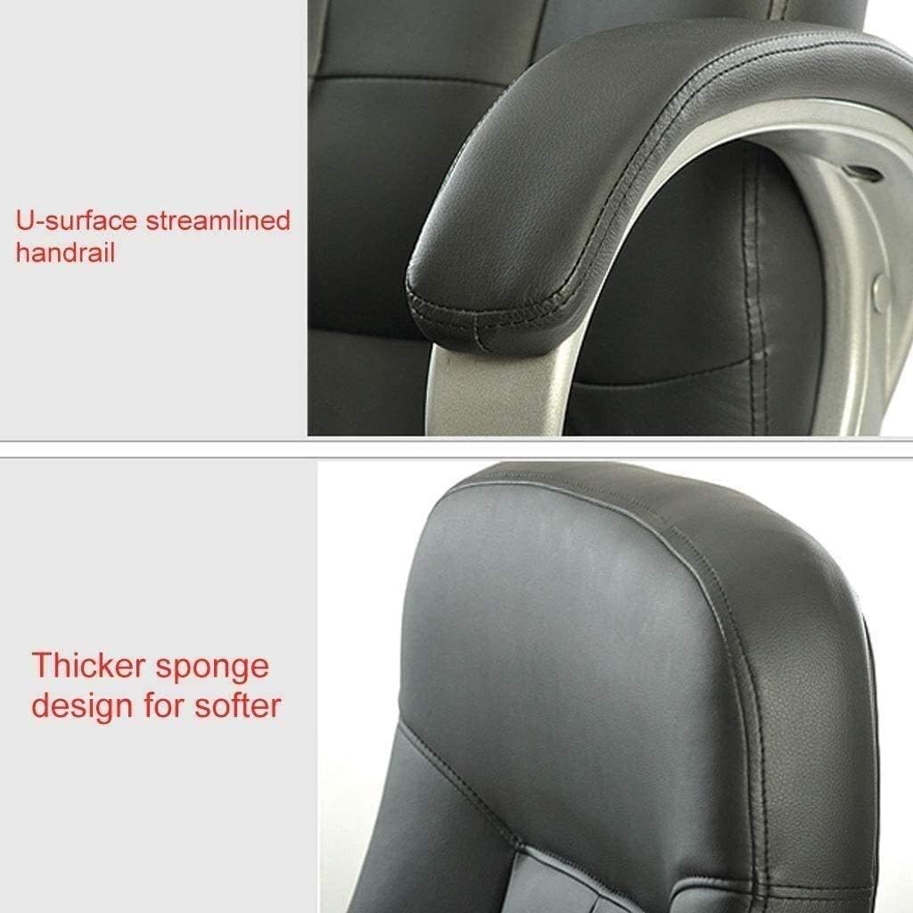 Study Computer Chair Black Boss Chair Office Chair Leather-Padded Ergonomic Adjustable Swivel Office Desk Chair with Armrest (Color : Black Size : 64cm64cm117cm)