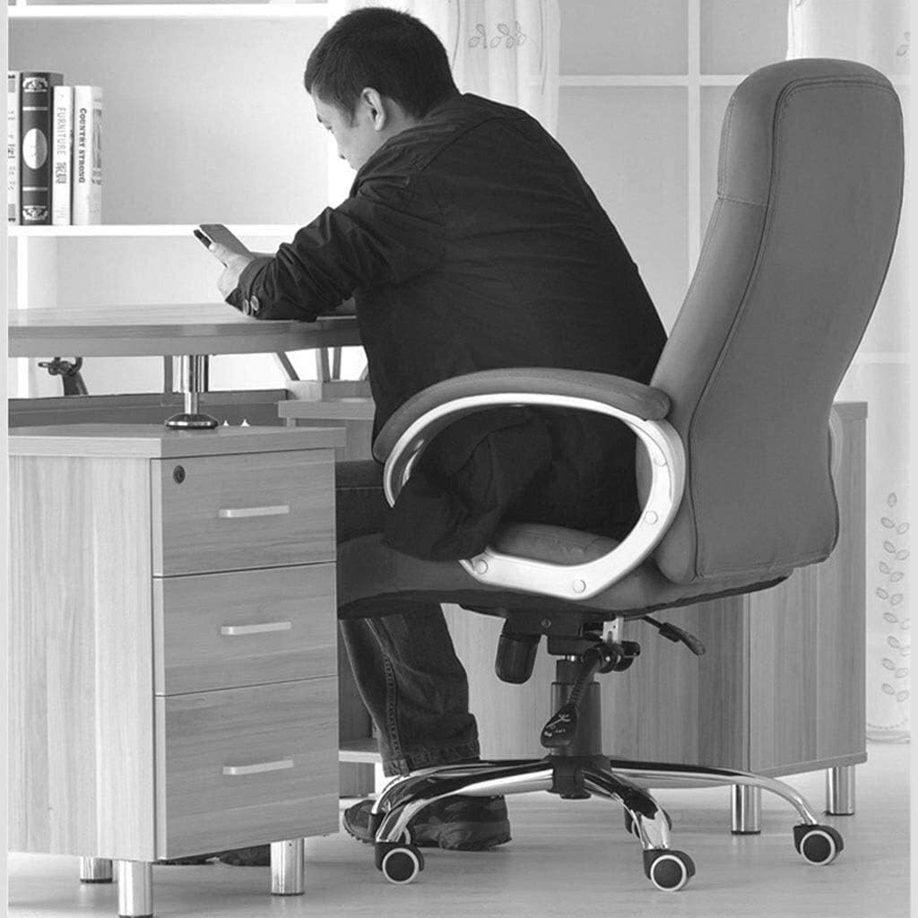 Study Computer Chair Black Boss Chair Office Chair Leather-Padded Ergonomic Adjustable Swivel Office Desk Chair with Armrest (Color : Black Size : 64cm64cm117cm)