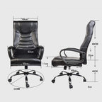 Study Computer Chair Black Boss Chair Office Chair Leather-Padded Ergonomic Adjustable Swivel Office Desk Chair with Armrest (Color : Black Size : 64cm64cm117cm)