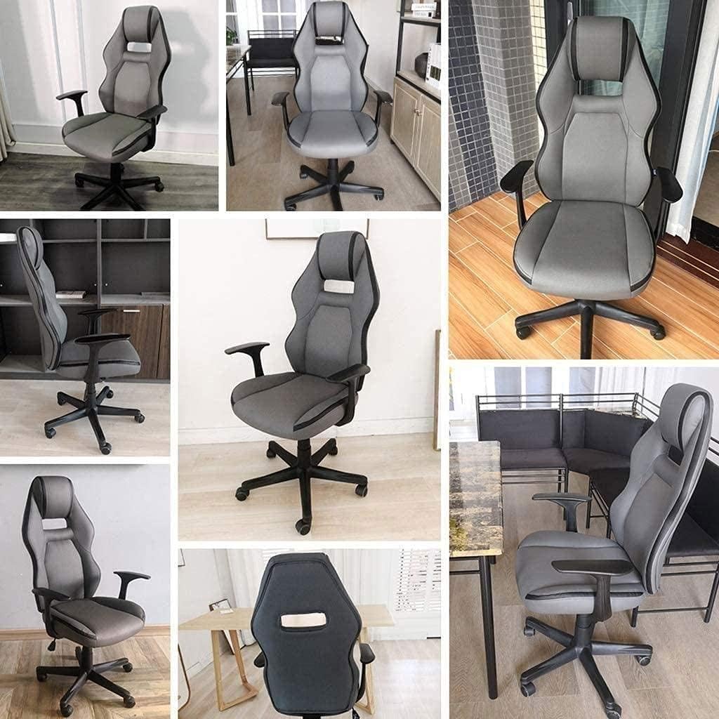 MOLVUS Office Chair Ergonomic Massage Gaming Chair with Footrest Racing Style Office Chair Height Adjustable (Color : Gray)(Gaming Chair) (Brown)