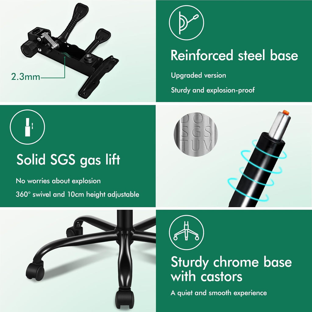 ELFORDSON Office Chair with Lumbar Cushion, Ergonomic Gaming Chairs with Footrest, High Back Heavy-duty Chair, 150° Backrest Recliner, Adjustable Height, Swivel, Linen, Black